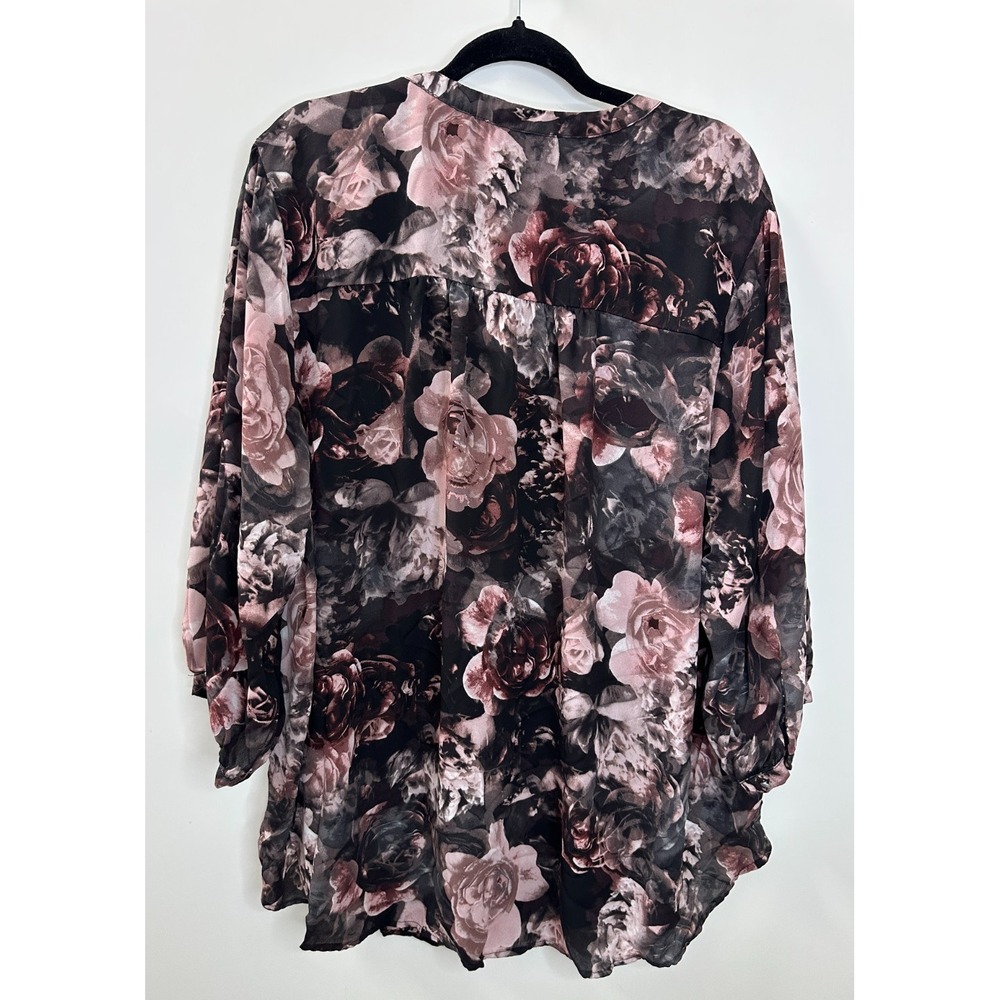 Torrid Floral Georgette Tie Neck Top Blouse Plus Size 4 4X Quiet Luxury Office - Picture 11 of 13